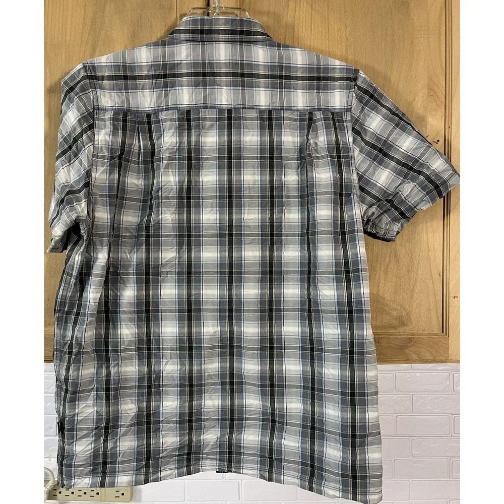 The North Face Plaid Button Down Shirt Mens Medium Grey Blue‎ Hiking
